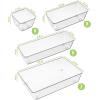 image12 Piece Clear Drawer Organizer Set 3 Sizes Bathroom Vanity Organizer Trays and Storage Bins for Makeup Cosmetics Jewelry and Gadgets Perfect for Office Kitchen Bedroom Bathroom Use25pcs4size