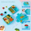 imageFreshmage 347oz Stainless Steel DoubleLayer Bento Box Container with 3 Compartments Large Capacity Leakproof and BPA Free Bento Lunch Box DurableDropProof Dishwasher Safe BluePlastic