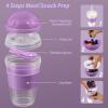 imageFreshmage 4 Pack 20 oz Yogurt Parfait Cups with Lids Reusable Overnight Oats Containers with Lids Folding Spoons and Topping Compartment for Breakfast to Go