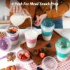 imageFreshmage 4 Pack 20 oz Yogurt Parfait Cups with Lids Reusable Overnight Oats Containers with Lids Folding Spoons and Topping Compartment for Breakfast to Go