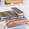 imageFreshmage Bacon Container for Refrigerator 304 Stainless Steel Airtight Deli Meat Storage Container for Fridge Dishwasher Safe Long Kitchen Food Storage Containers with Lids with Elevated Base 1 PACK