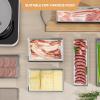 imageFreshmage Bacon Container for Refrigerator 304 Stainless Steel Airtight Deli Meat Storage Container for Fridge Dishwasher Safe Long Kitchen Food Storage Containers with Lids with Elevated Base 1 PACK