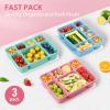 imageFreshmage Bento Box Lunch Box 3 Pack 7Compartment Meal Prep Containers with Lids Reusable Stackable Snack Containers for Adults BPAFree Microwave ampamp Dishwasher Safe 3 Colors