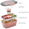 imageFreshmage Large Salad Container for Lunch 2 Packs 68oz Salad Bowls with 5 Compartments Salad Dressings Container for Salad Toppings Snacks Men Women PinkBlueGrayPink