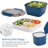 imageFreshmage Salad Container for Lunch with Ice Pack Leakproof BPAFree 52oz Lunch Container with 4 Compartments Salad for Men Women PinkIce PackBlue