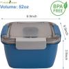 imageFreshmage Salad Container for Lunch with Ice Pack Leakproof BPAFree 52oz Lunch Container with 4 Compartments Salad for Men Women PinkIce PackBlue