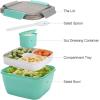 imageFreshmage Salad Container for Lunch with Ice Pack Leakproof BPAFree 52oz Lunch Container with 4 Compartments Salad for Men Women PinkIce PackGreen