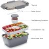 imageFreshmage Salad Container for Lunch with Ice Pack Leakproof BPAFree 52oz Lunch Container with 4 Compartments Salad for Men Women PinkIce PackGreyXL