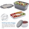 imageFreshmage Salad Container for Lunch with Ice Pack Leakproof BPAFree 52oz Lunch Container with 4 Compartments Salad for Men Women PinkIce PackGreyXL