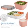 imageFreshmage Salad Container for Lunch with Ice Pack Leakproof BPAFree 52oz Lunch Container with 4 Compartments Salad for Men Women PinkIce PackPink