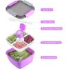 imageFreshmage Salad Container for Lunch with Ice Pack Leakproof BPAFree 52oz Lunch Container with 4 Compartments Salad for Men Women PinkIce PackPurple