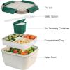 imageFreshmage Salad Container for Lunch with Ice Pack Leakproof BPAFree 52oz Lunch Container with 4 Compartments Salad for Men Women PinkIce PackStraw White