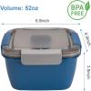 imageFreshmage Salad Lunch Containers To Go 52 oz Bowls with 3 Compartments Dressings Container for Toppings Men Women BlueBlueBlueGreen