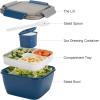 imageFreshmage Salad Lunch Containers To Go 52 oz Bowls with 3 Compartments Dressings Container for Toppings Men Women BlueBlueBlueGreen
