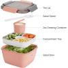 imageFreshmage Salad Lunch Containers To Go 52 oz Bowls with 3 Compartments Dressings Container for Toppings Men Women BlueBluePinkGreen