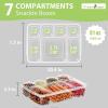 imageFreshmage Snackle Box Container  2 Pack 7 Compartment Divided Serving Tray with Lid Portable Clear Snack Box Containers for Candy Fruits Nuts and Snacks  Perfect for Travel Parties Picnics