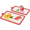 imageFreshmage 2Pcs Tempered Glass Cutting Boards for Kitchen Glass Cutting Board Set 10quotx6quot ampamp 12quotx8quot with NonSlip Silicone Edges and Hanging Hole Clear Cutting Board for Countertop ampamp Everyday Prep10x6  12x8