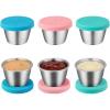 imageFreshmage 6 Pack 24oz Stainless Steel Dressing Container with Silicone Lids Reusable Leakproof Condiment Containers Small Sauce Container Sets