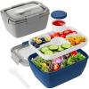 imageFreshmage Large Salad Container for Lunch 2 Packs 68oz Salad Bowls with 5 Compartments Salad Dressings Container for Salad Toppings Snacks Men Women PinkBlueGrayBlue
