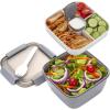 imageFreshmage Salad Container for Lunch with Ice Pack Leakproof BPAFree 52oz Lunch Container with 4 Compartments Salad for Men Women PinkIce PackGray