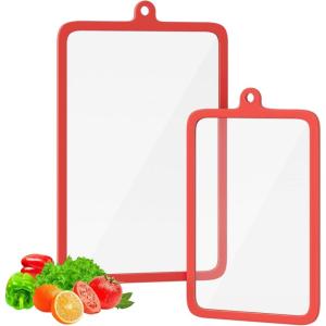 imageFreshmage 2Pcs Tempered Glass Cutting Boards for Kitchen Glass Cutting Board Set 10quotx6quot ampamp 12quotx8quot with NonSlip Silicone Edges and Hanging Hole Clear Cutting Board for Countertop ampamp Everyday Prep15x10  12x8