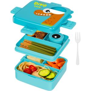 imageFreshmage 347oz Stainless Steel DoubleLayer Bento Box Container with 3 Compartments Large Capacity Leakproof and BPA Free Bento Lunch Box DurableDropProof Dishwasher Safe BluePlastic