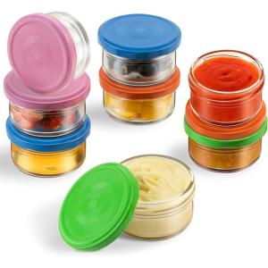 imageFreshmage 8 Pack Salad Dressing Container to Go 27 oz Glass Condiment Containers with Lids for Lunch Box Small Sauce Containers Glass Jars with Lids Reusable ampamp Leakproof