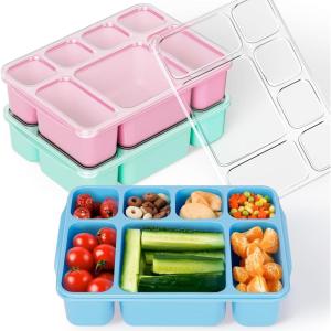 imageFreshmage Bento Box Lunch Box 3 Pack 7Compartment Meal Prep Containers with Lids Reusable Stackable Snack Containers for Adults BPAFree Microwave ampamp Dishwasher Safe 3 Colors