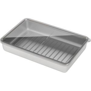 imageFreshmage Cheese Container for Refrigerator Stainless Steel Airtight Deli Meat Storage Containers for Fridge Dishwasher Safe Kitchen Fridge Organizers and Storage with Elevated Base