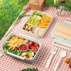 imageFreshmage Bento Box Adult Stackable Bento Box with Utensil Compartment Salad Container for Lunch 58oz BPAFree Leakproof Microwave ampamp Dishwasher Safe for Work Office Commute Lake Blue