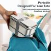 imageStackable Stainless Steel Bento Box for Adults with Snack Container Metal LeakProof Food Containers with Detachable Divider Double Layer Bento Lunch Box for Work Travel BPAFree Dishwasher Safe