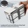 imageStackable Stainless Steel Bento Box for Adults with Snack Container Metal LeakProof Food Containers with Detachable Divider Double Layer Bento Lunch Box for Work Travel BPAFree Dishwasher Safe