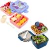 imageFreshmage Plastic DoubleLayer Bento Box and Salad Lunch Container with 3 Compartments