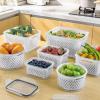 imageFreshmage Fruit Storage Containers for Fridge with Removable Colander Airtight Food Storage Container Dishwasher Safe Produce Saver for Refrigerator Keep Berry Fruit Fresh Longer 10 pcs Large Clear
