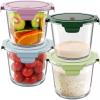 image30oz Glass Meal Prep Containers with Lids Airtight 375 Cup Food Storage Containers Set HeatResistant BPAFree Glass Containers for Soup Leftover Microwave Dishwasher and Freezer Safe 4 PacksMulticolorDark Green
