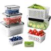 image4 PCS Fruit storage Containers for Fridge with Removable Colander and Chopper Set Leakproof Food Storage Containers with lids Dishwasher ampamp Microwave Safe Produce Containers to Keep Fruits Fresh FC4k