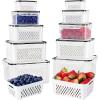 imageFreshmage Fruit Storage Containers for Fridge with Removable Colander Airtight Food Storage Container Dishwasher Safe Produce Saver for Refrigerator Keep Berry Fruit Fresh Longer 10 pcs Large Clear