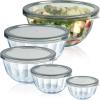 imageMixing Bowls with Airtight Lids Sets 5 Packs Thick Glass Nesting Bowls for Kitchen Baking Meal Prepping Bpa Free Dishwasher Safe 0508162744 Qt